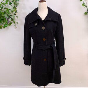 Kenneth‎ Cole Black Wool Blend Trench Coat Size 4